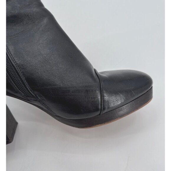 ASOS Design Black Leather Ankle Boots Mid Block Heel Zip Size 7 Womens - Picture 5 of 13